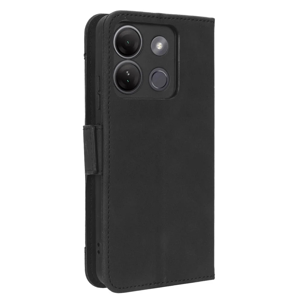 For Infinix Smart 7 HD 4G X6516 Wallet Stand PU Leather Case Multiple Card Slots Phone Cover - Black - 7