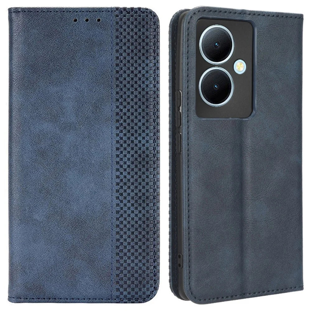 Wallet Leather Cover for vivo Y78+ 5G / Y78 5G / V29 Lite 5G Stand Wallet Retro Magnetic Closure Smartphone Case - Blue - 1