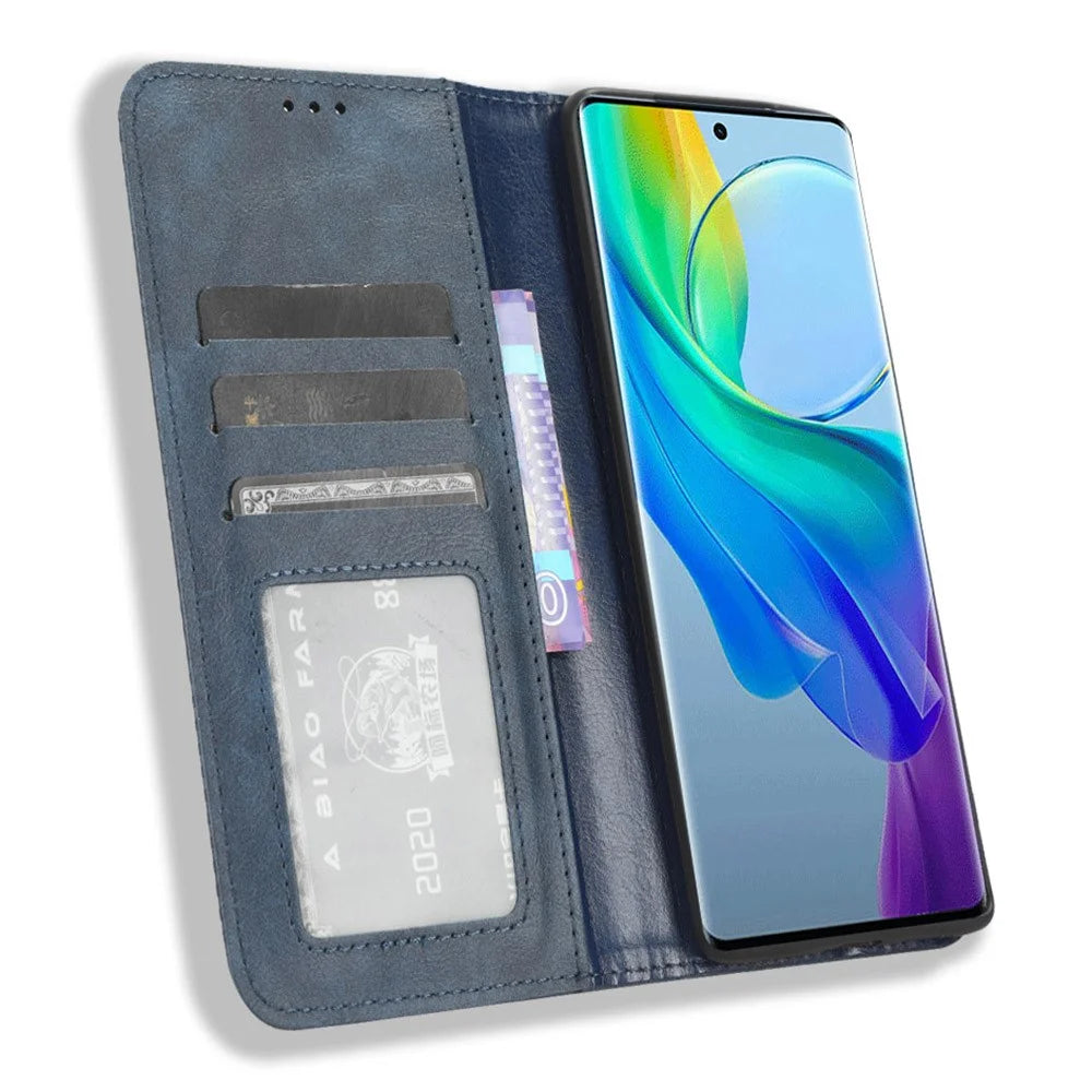 Wallet Leather Cover for vivo Y78+ 5G / Y78 5G / V29 Lite 5G Stand Wallet Retro Magnetic Closure Smartphone Case - Blue - 2