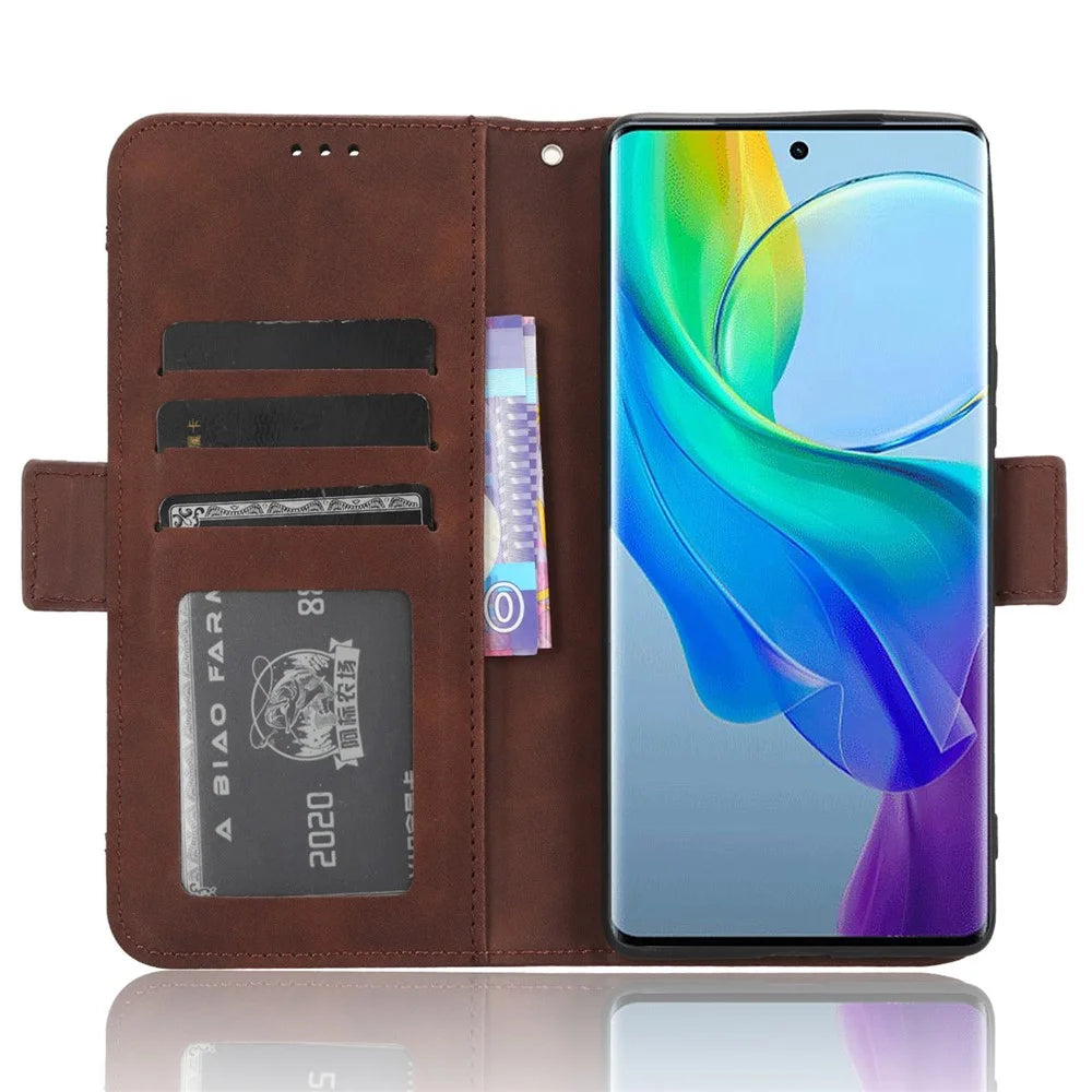 For vivo Y78+ 5G / Y78 5G / V29 Lite 5G Multiple Card Slots PU Leather Wallet Case Stand Phone Cover - Brown - 2