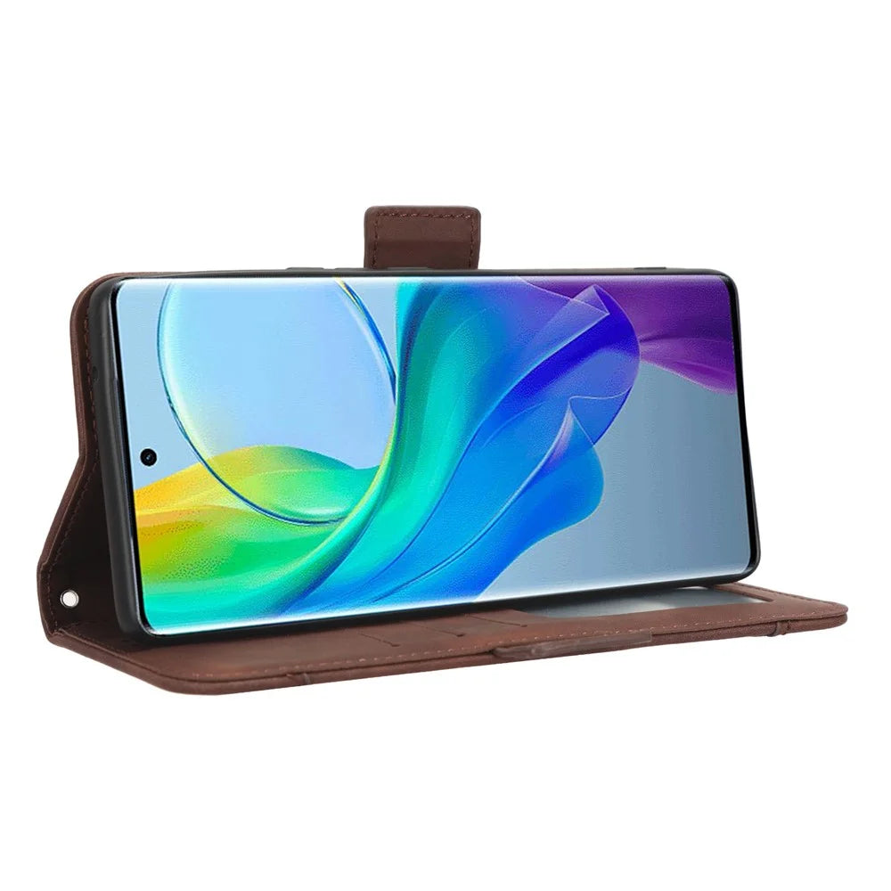 For vivo Y78+ 5G / Y78 5G / V29 Lite 5G Multiple Card Slots PU Leather Wallet Case Stand Phone Cover - Brown - 3