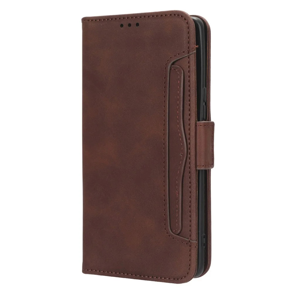 For vivo Y78+ 5G / Y78 5G / V29 Lite 5G Multiple Card Slots PU Leather Wallet Case Stand Phone Cover - Brown - 6
