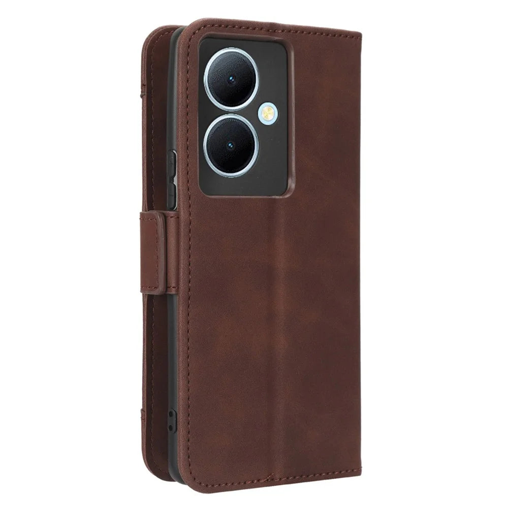 For vivo Y78+ 5G / Y78 5G / V29 Lite 5G Multiple Card Slots PU Leather Wallet Case Stand Phone Cover - Brown - 7
