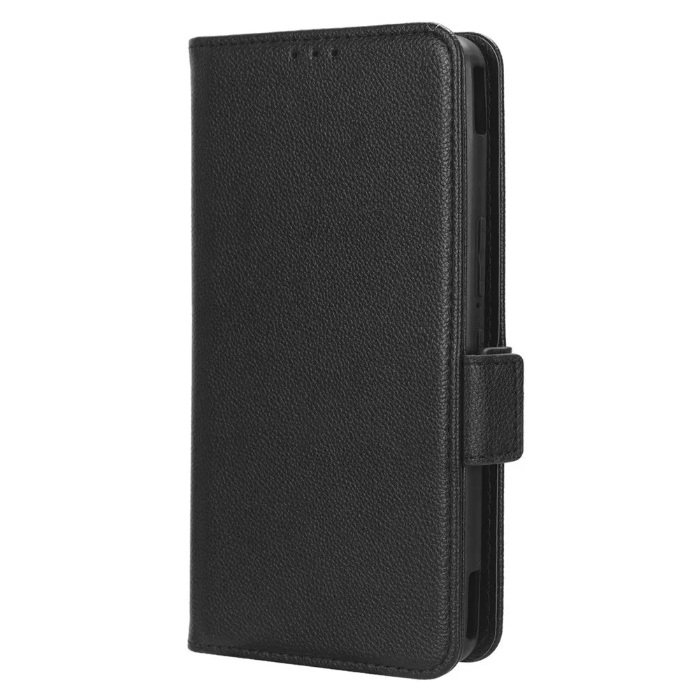 For Asus ROG Phone 7 5G Flip Stand Phone Shell PU Leather Wallet Anti-drop Case Litchi Texture Phone Cover - Black - 6