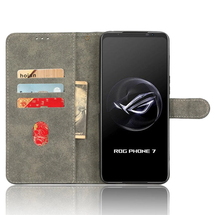 For Asus ROG Phone 7 5G Phone Wallet Case RFID Blocking Stand Phone Cover with Strap - Black - 2