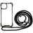 For iPhone 13 Transparent Acrylic Back + TPU Case Anti-drop Phone Cover with Lanyard - Black - 1