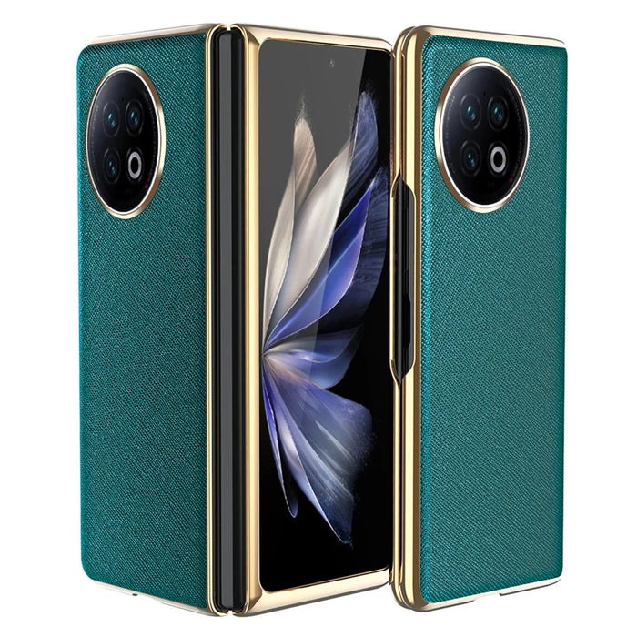 For vivo X Fold2 PU Leather+PC Phone Case Electroplating Frame Anti-Drop Protective Cover - Green - 1