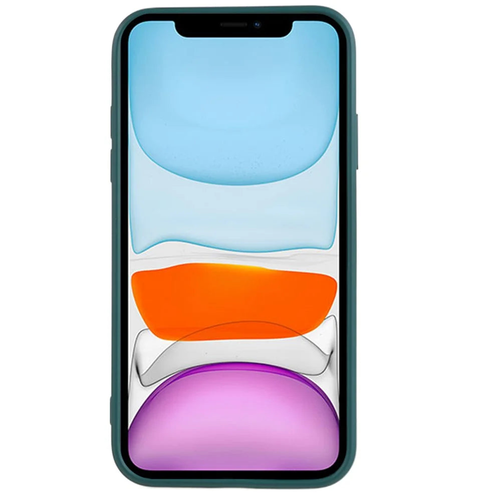 For iPhone 11 Soft TPU Rubberized Cover Fiber Lining Cushion Anti-Scratch Phone Case - Army Green - 2