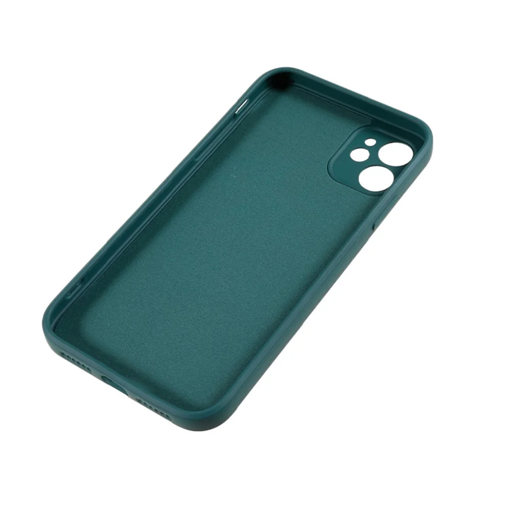 For iPhone 11 Soft TPU Rubberized Cover Fiber Lining Cushion Anti-Scratch Phone Case - Army Green - 4