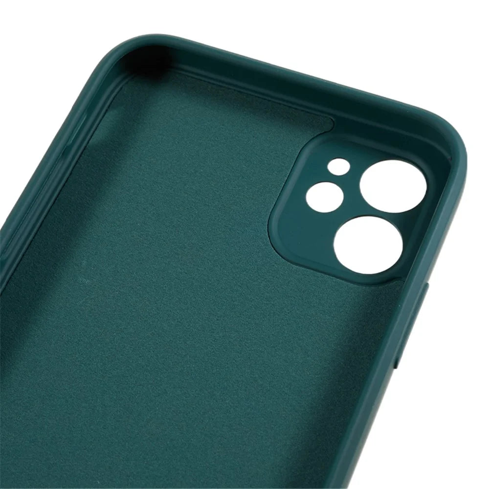 For iPhone 11 Soft TPU Rubberized Cover Fiber Lining Cushion Anti-Scratch Phone Case - Army Green - 5