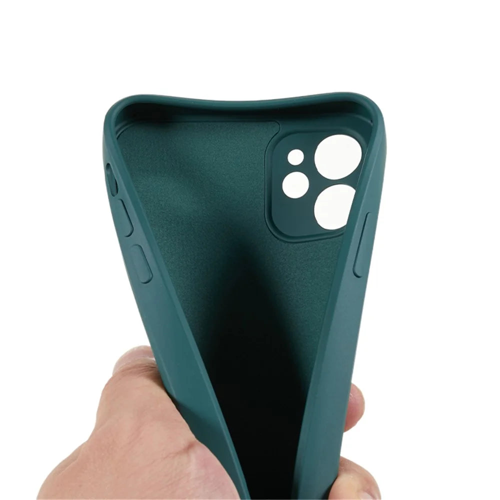 For iPhone 11 Soft TPU Rubberized Cover Fiber Lining Cushion Anti-Scratch Phone Case - Army Green - 6