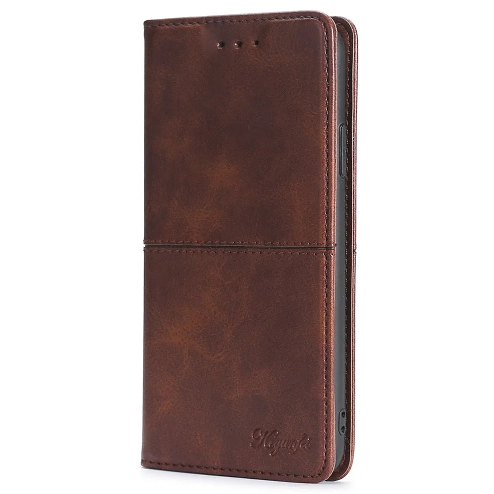 For Nokia G22 Anti-fingerprint Phone Shell Cowhide Texture PU Leather Case Stand Card Slot Cover - Dark Brown - 6