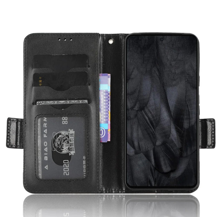 For Google Pixel 8 Imprinted Triangle Stand Cover Phone Wallet PU Leather Phone Case - Black - 2