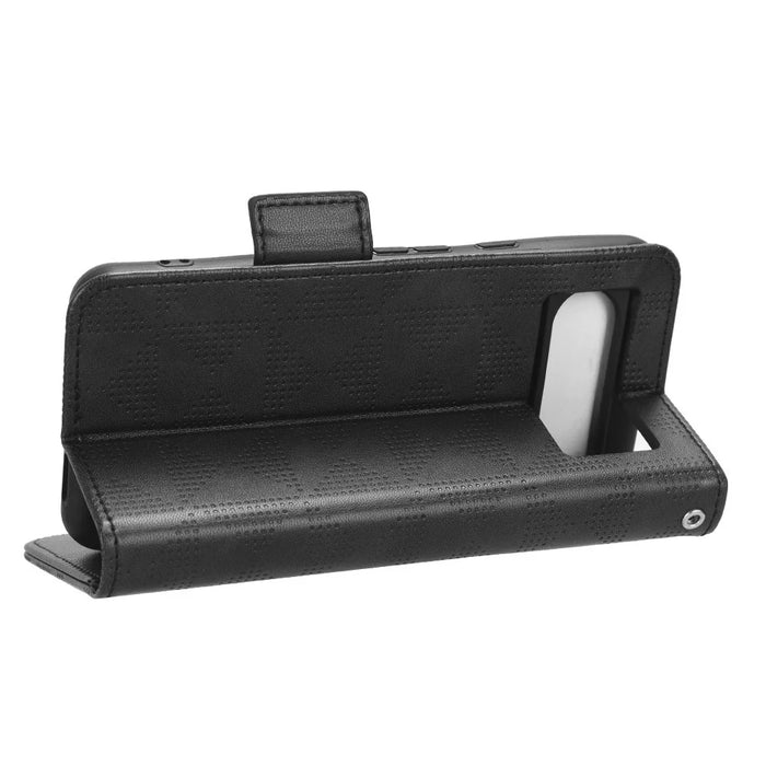 For Google Pixel 8 Imprinted Triangle Stand Cover Phone Wallet PU Leather Phone Case - Black - 3