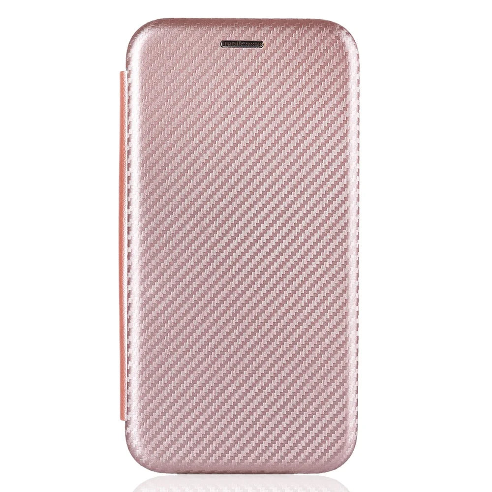 For Realme GT Neo5 SE 5G PU Leather Phone Case Carbon Fiber Texture Stand Cover with Card Slot - Rose Gold - 6