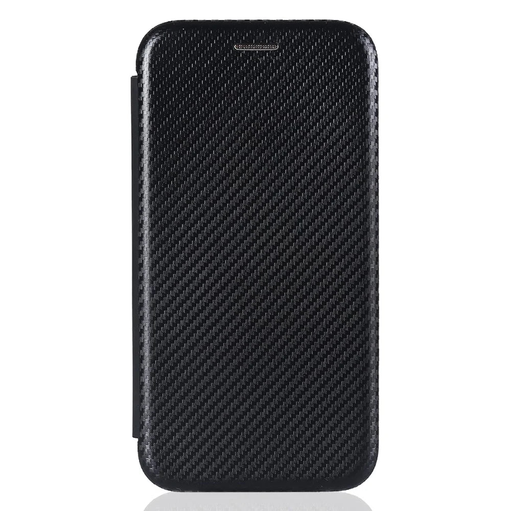 For Nokia C22 Anti-drop PU Leather Phone Case Carbon Fiber Texture Stand Cover with Card Slot - Black - 6