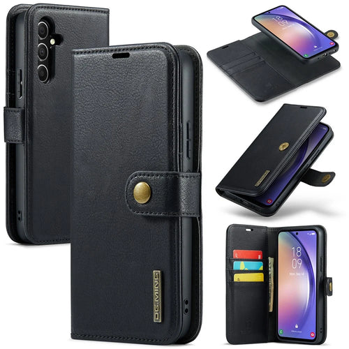 DG.MING For Samsung Galaxy A54 5G Split Leather Stand Wallet Phone Case Magnetic Detachable Protective Cover - Black - 1