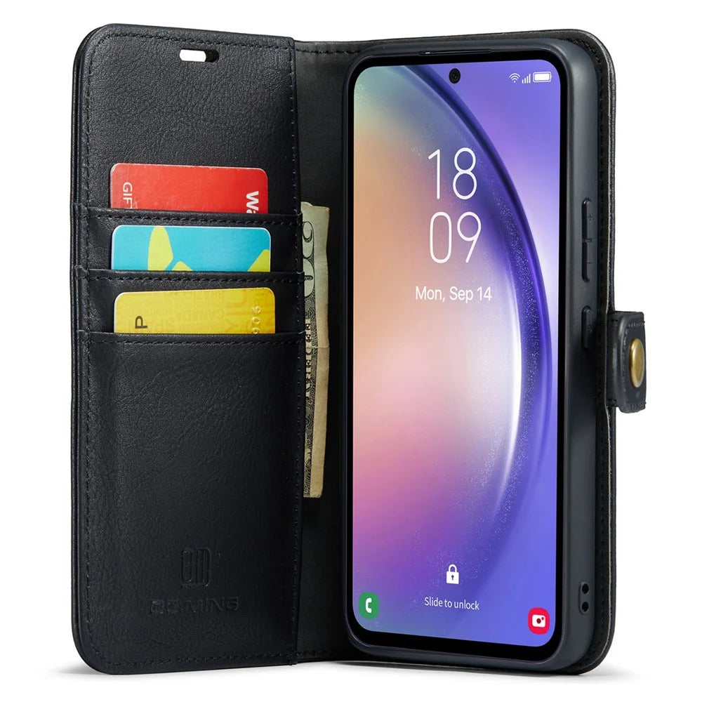 DG.MING For Samsung Galaxy A54 5G Split Leather Stand Wallet Phone Case Magnetic Detachable Protective Cover - Black - 2