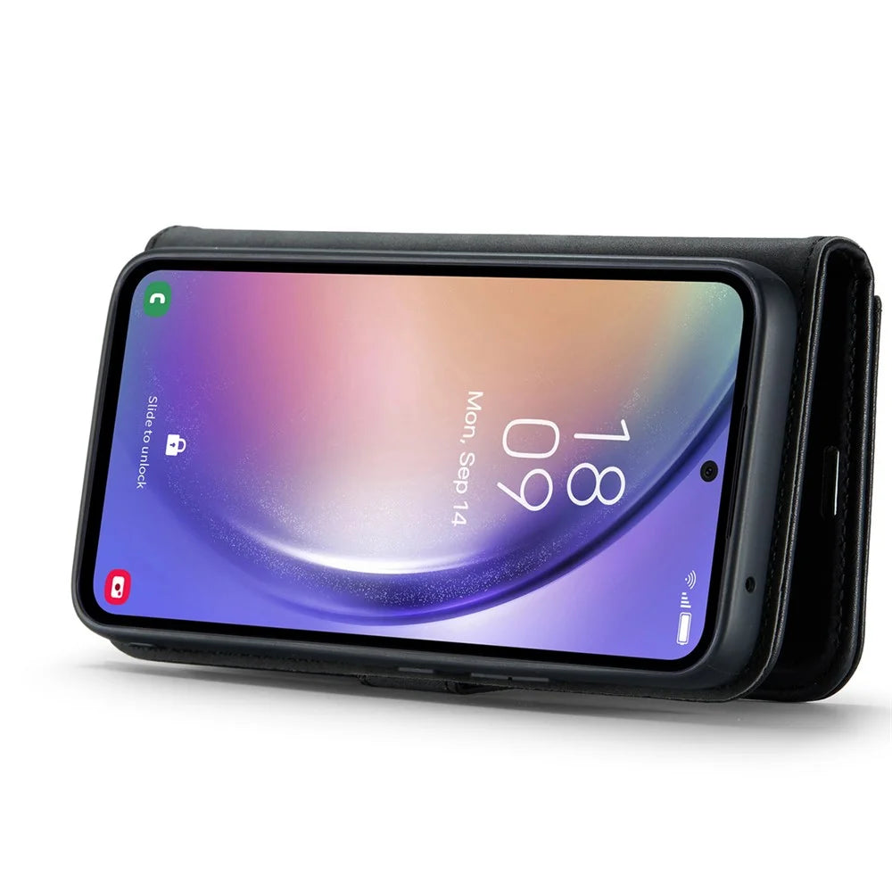 DG.MING For Samsung Galaxy A54 5G Split Leather Stand Wallet Phone Case Magnetic Detachable Protective Cover - Black - 3