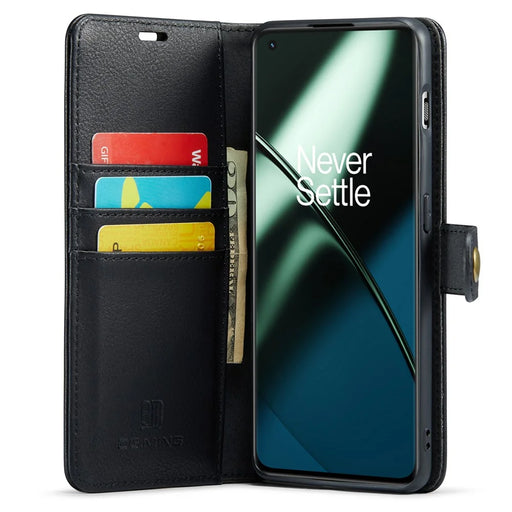 DG.MING For OnePlus 11 5G Detachable Magnetic Anti-drop Case Split Leather Wallet Stand Phone Cover - Black - 2