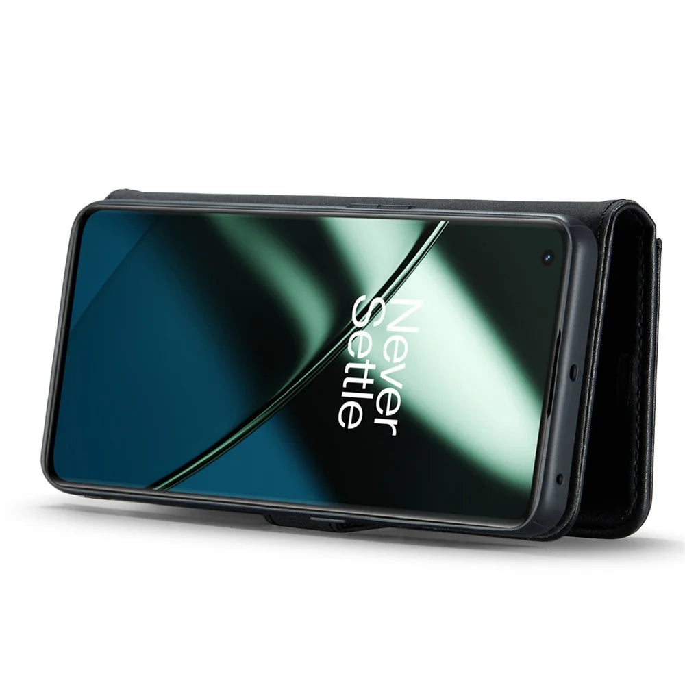 DG.MING For OnePlus 11 5G Detachable Magnetic Anti-drop Case Split Leather Wallet Stand Phone Cover - Black - 3