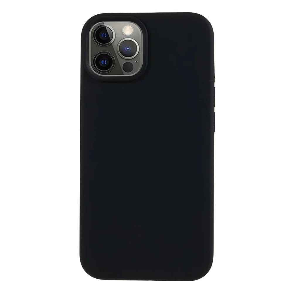 For iPhone 14 Scratch Proof Liquid Silicone Phone Case Back Protective Cover with Soft Lining - Black - 1
