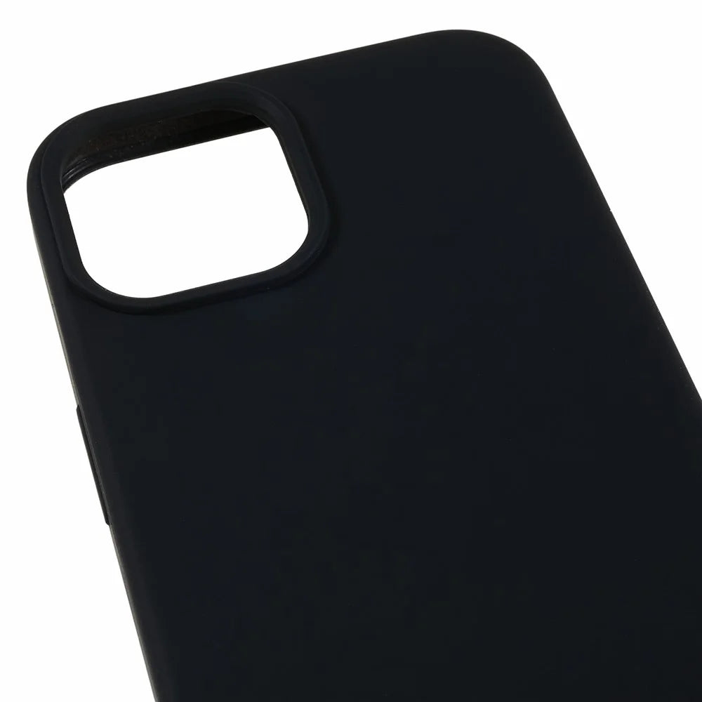 For iPhone 14 Scratch Proof Liquid Silicone Phone Case Back Protective Cover with Soft Lining - Black - 5