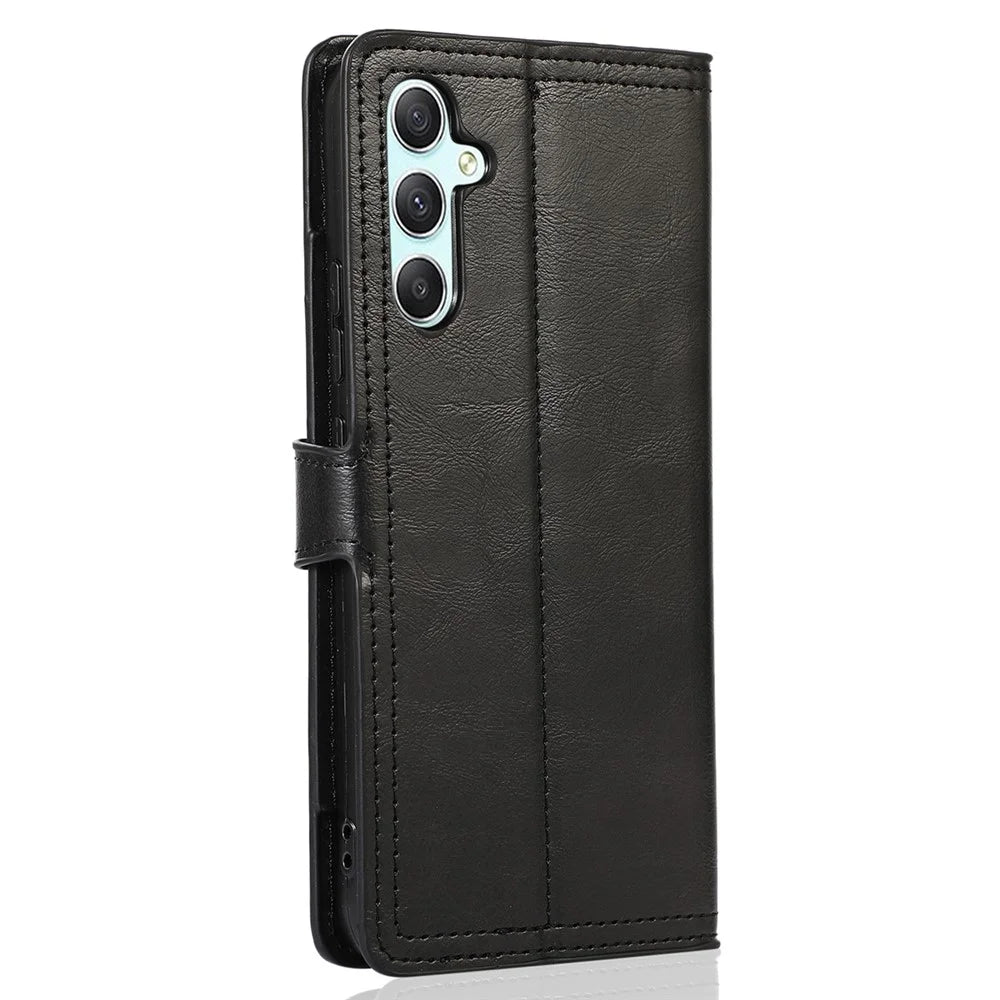 For Samsung Galaxy A34 5G PU Leather Wallet Case Zipper Pocket Stand Flip Phone Cover - Black - 7