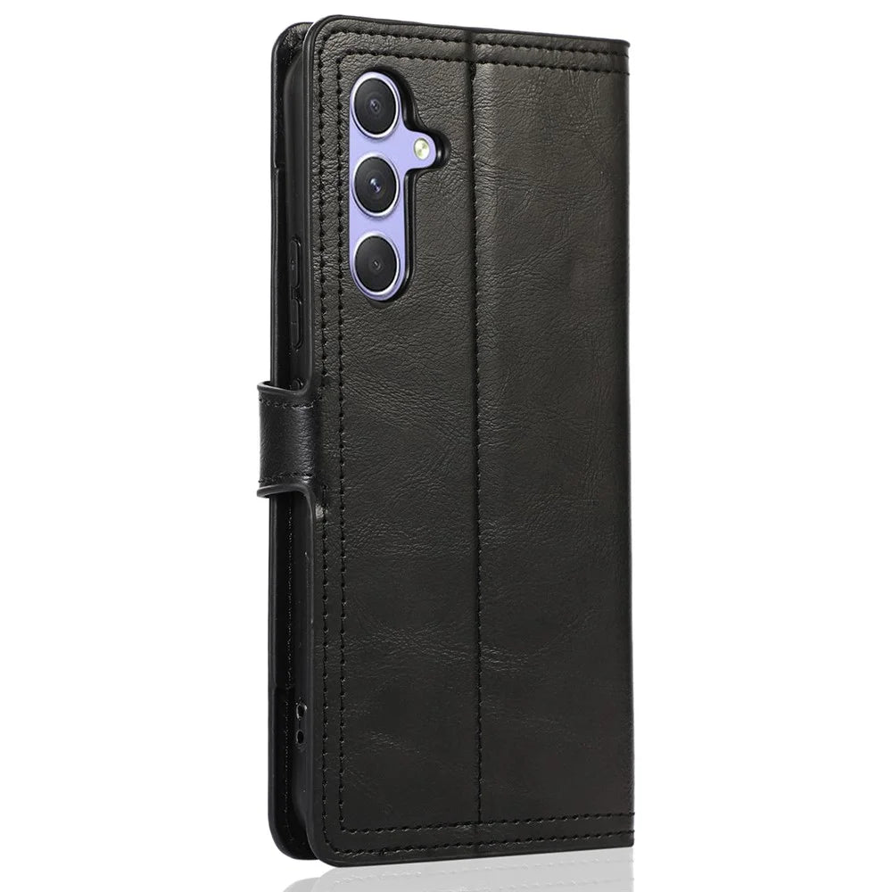 For Samsung Galaxy A54 5G PU Leather Wallet Drop-proof Case Zipper Pocket Flip Stand Phone Cover - Black - 7