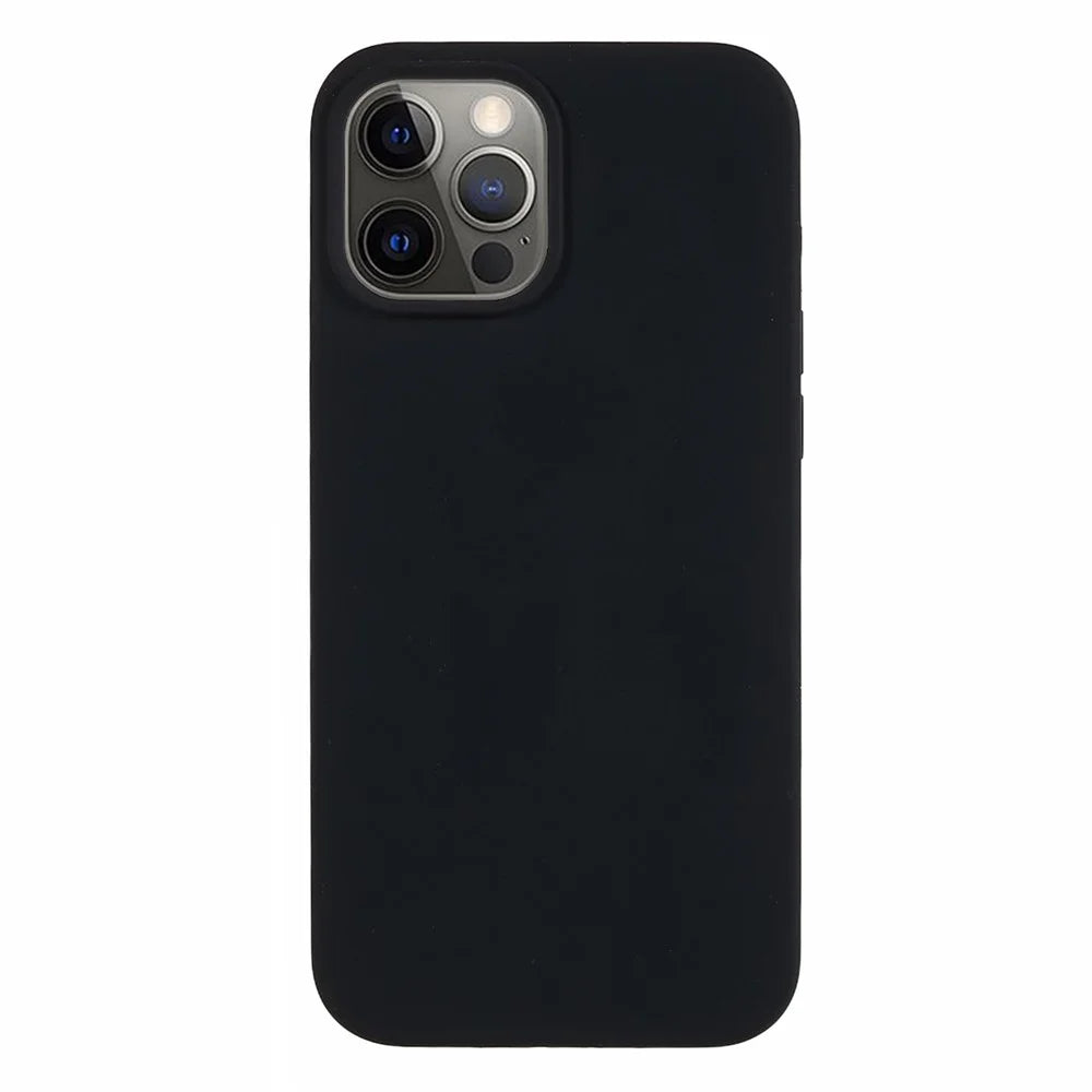 For iPhone 12 / 12 Pro Liquid Silicone Phone Case Soft Lining Anti-Scratch Phone Cover - Black - 1
