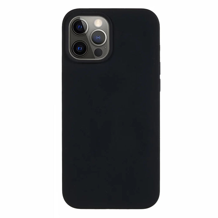For iPhone 12 / 12 Pro Liquid Silicone Phone Case Soft Lining Anti-Scratch Phone Cover - Black - 1