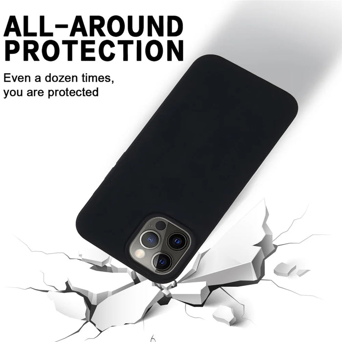 For iPhone 12 / 12 Pro Liquid Silicone Phone Case Soft Lining Anti-Scratch Phone Cover - Black - 3
