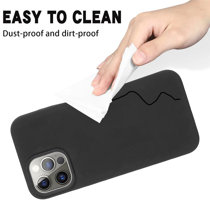 For iPhone 12 / 12 Pro Liquid Silicone Phone Case Soft Lining Anti-Scratch Phone Cover - Black - 4