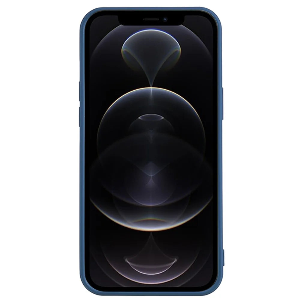 For iPhone 12 Pro Max 6.7 inch Soft TPU Drop-Proof Rubberized Cover Fiber Lining Cushion Phone Case - Sapphire - 2