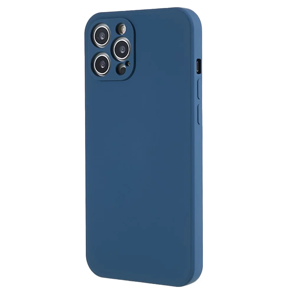 For iPhone 12 Pro Max 6.7 inch Soft TPU Drop-Proof Rubberized Cover Fiber Lining Cushion Phone Case - Sapphire - 3
