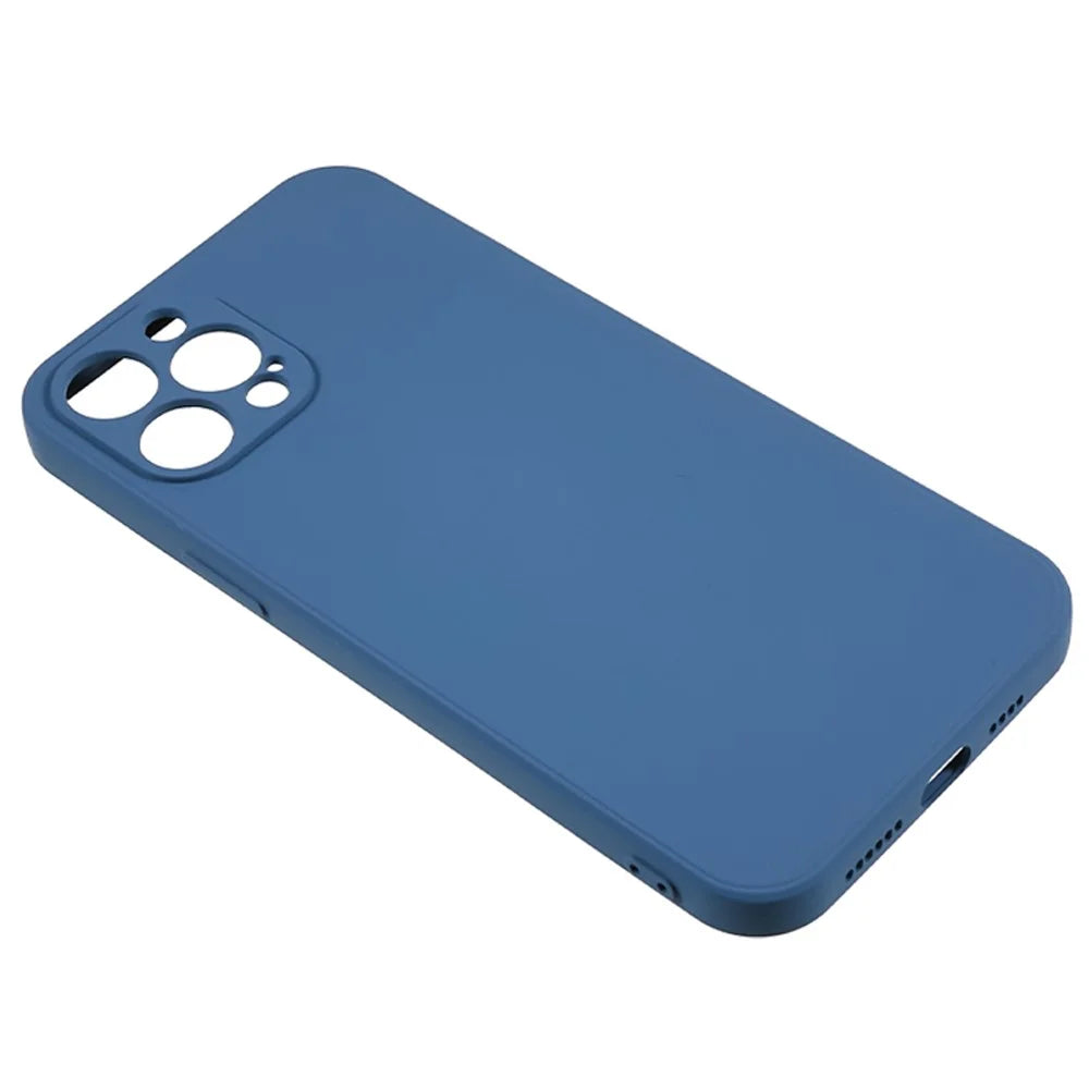 For iPhone 12 Pro Max 6.7 inch Soft TPU Drop-Proof Rubberized Cover Fiber Lining Cushion Phone Case - Sapphire - 4