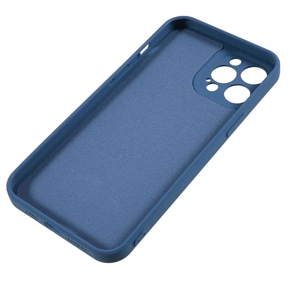 For iPhone 12 Pro Max 6.7 inch Soft TPU Drop-Proof Rubberized Cover Fiber Lining Cushion Phone Case - Sapphire - 5