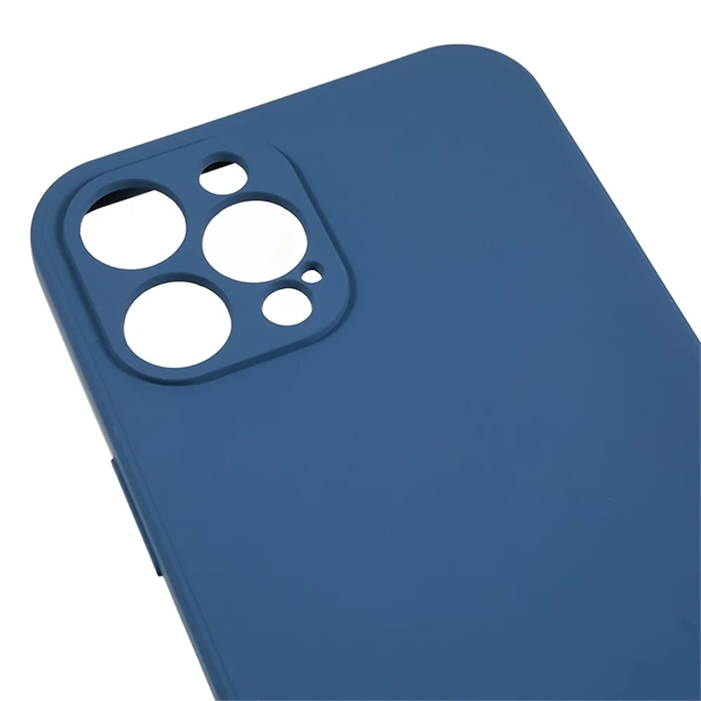 For iPhone 12 Pro Max 6.7 inch Soft TPU Drop-Proof Rubberized Cover Fiber Lining Cushion Phone Case - Sapphire - 6