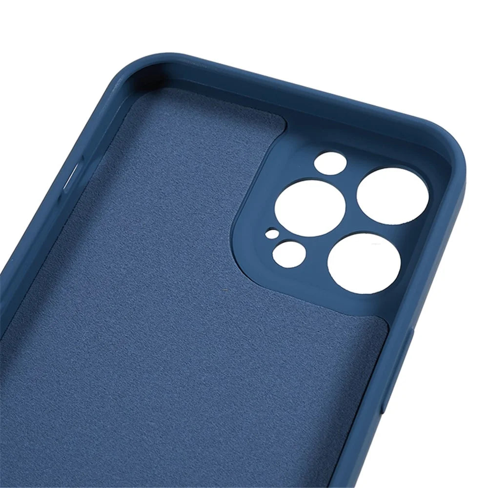 For iPhone 12 Pro Max 6.7 inch Soft TPU Drop-Proof Rubberized Cover Fiber Lining Cushion Phone Case - Sapphire - 7