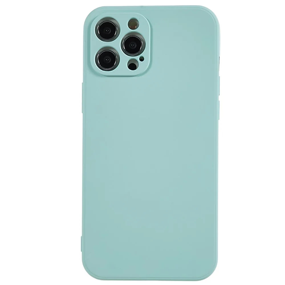 For iPhone 12 Pro Phone TPU Case Fiber Lining Rubberized Cell Phone Cover - Baby Blue - 1