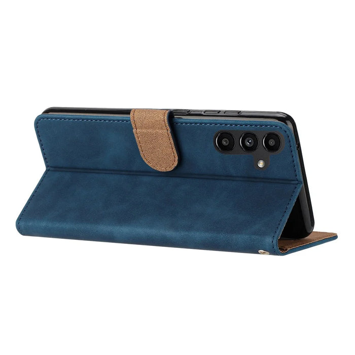 Leather Phone Case for Samsung Galaxy A54 5G Butterfly Imprinted Anti-drop Stand Shell Wallet Flip Cover - Blue - 4