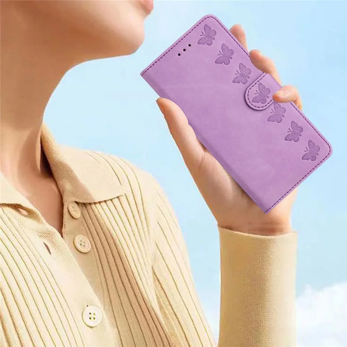 For Samsung Galaxy A53 5G Stand Case, Butterfly Imprinted Wallet Splash Proof PU Leather Cover - Purple - 7