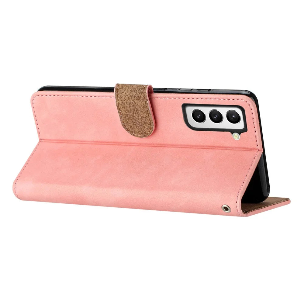 For Samsung Galaxy S22+ 5G Stand Wallet Folio Flip Case Butterfly Imprinted Splash Proof Leather Cover - Pink - 4