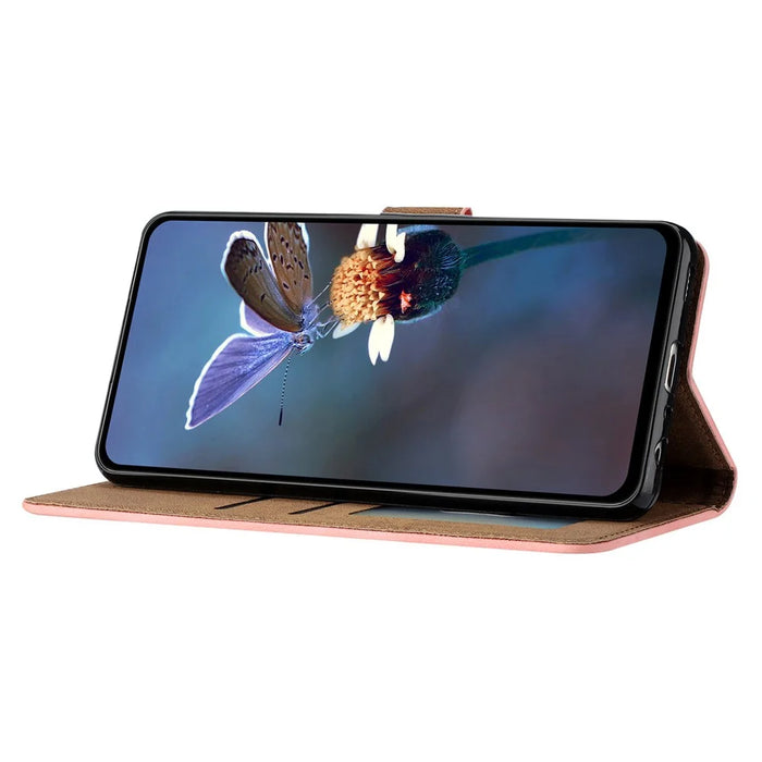 For Samsung Galaxy A52 5G / A52 4G / A52s 5G Drop-proof Butterfly Imprinted Shell Leather Wallet Stand Phone Case - Pink - 3