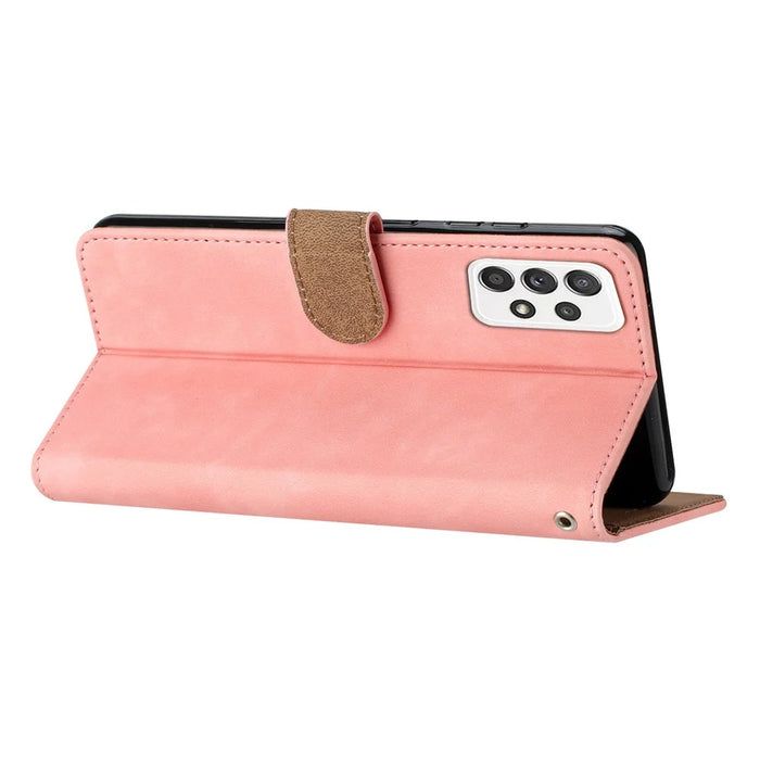 For Samsung Galaxy A52 5G / A52 4G / A52s 5G Drop-proof Butterfly Imprinted Shell Leather Wallet Stand Phone Case - Pink - 4