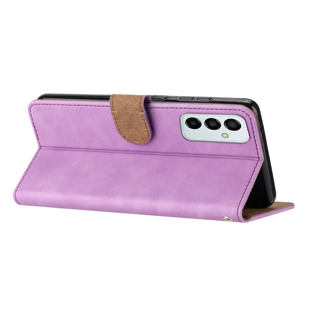 Stand Case for Samsung Galaxy M23 5G / F23 5G Butterfly Imprinted Anti-fingerprint Wallet Leather Cover - Purple - 4