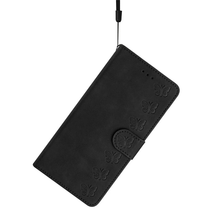 Leather Case for Samsung Galaxy A41 (Global Version) Butterfly Imprinted Phone Cover with Stand Wallet - Black - 5