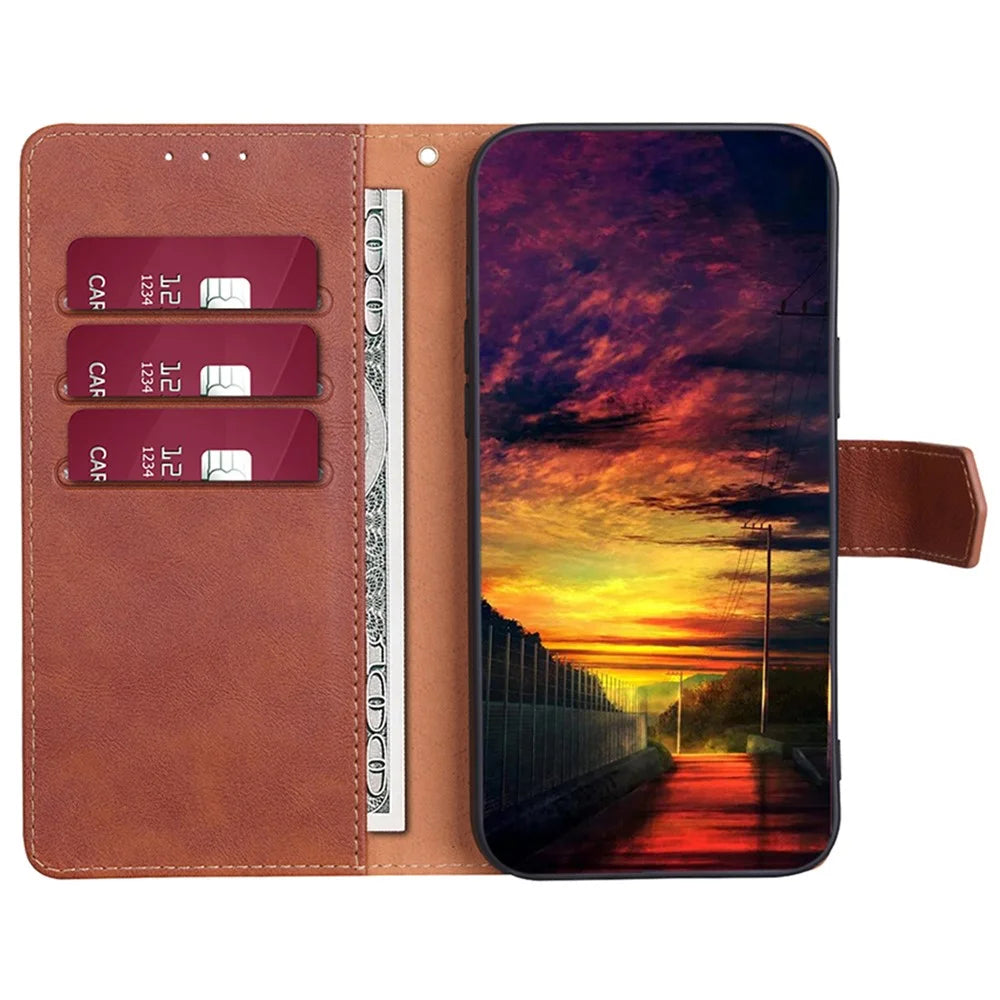 For OnePlus Nord 3 5G / Ace 2V 5G RFID Blocking Phone Case Cowhide Texture Leather Wallet Stand Cover - Brown - 2