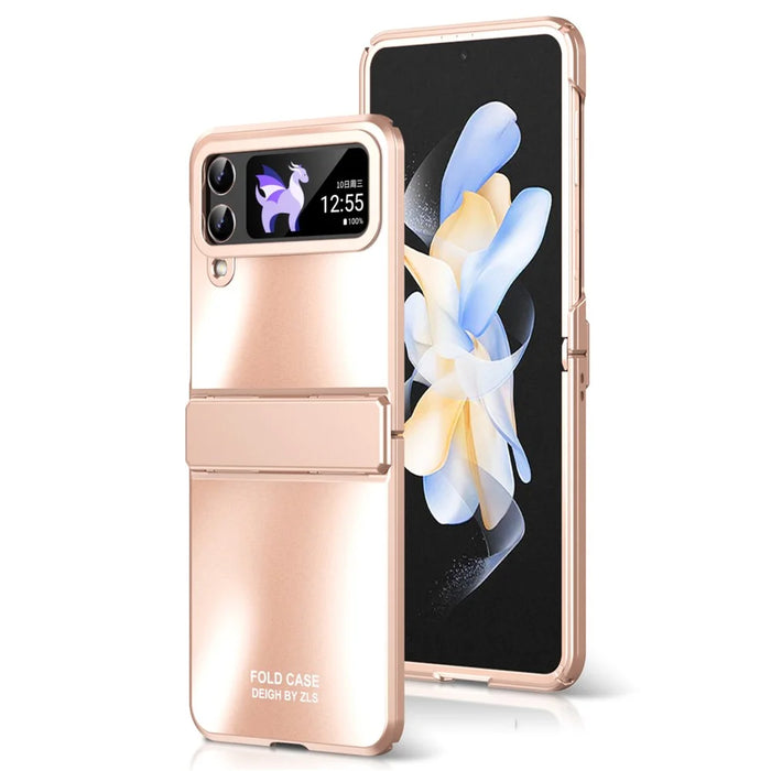 Hard PC Phone Case for Samsung Galaxy Z Flip4 5G , Matte Electroplating Folding Phone Cover - Rose Gold - 2