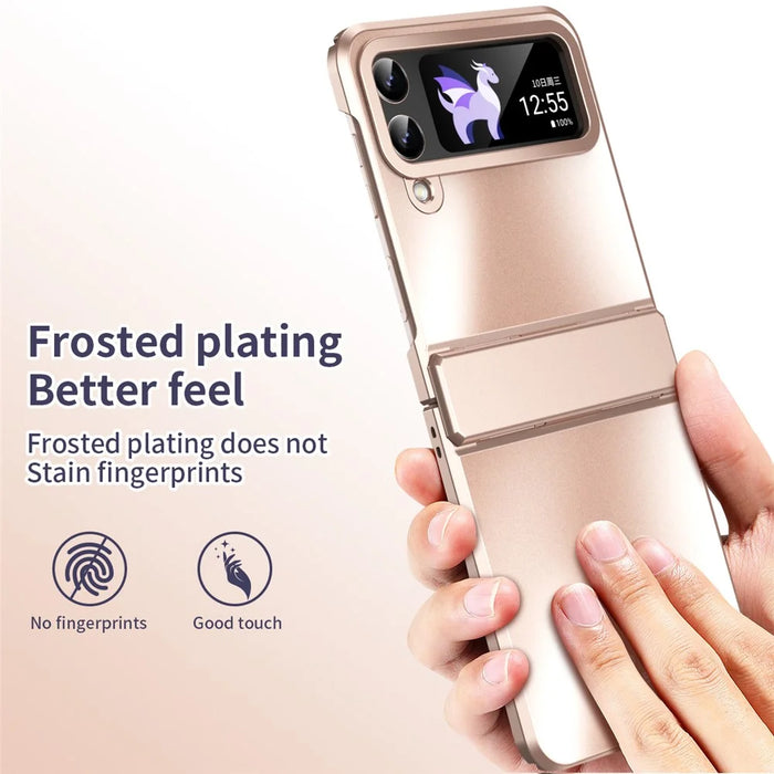 Hard PC Phone Case for Samsung Galaxy Z Flip4 5G , Matte Electroplating Folding Phone Cover - Rose Gold - 4